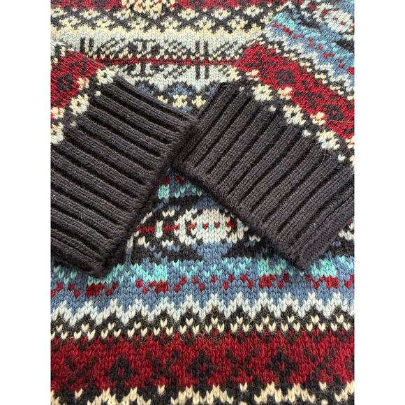 Womens 42 M LambsWool Prada crewneck sweater Navy 2022 Girocollo logo Fair Isle - Picture 5 of 12